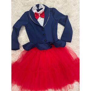 Weissman Girls Mary Poppins Dance Costume Red Short with Rhinestones Size MC
